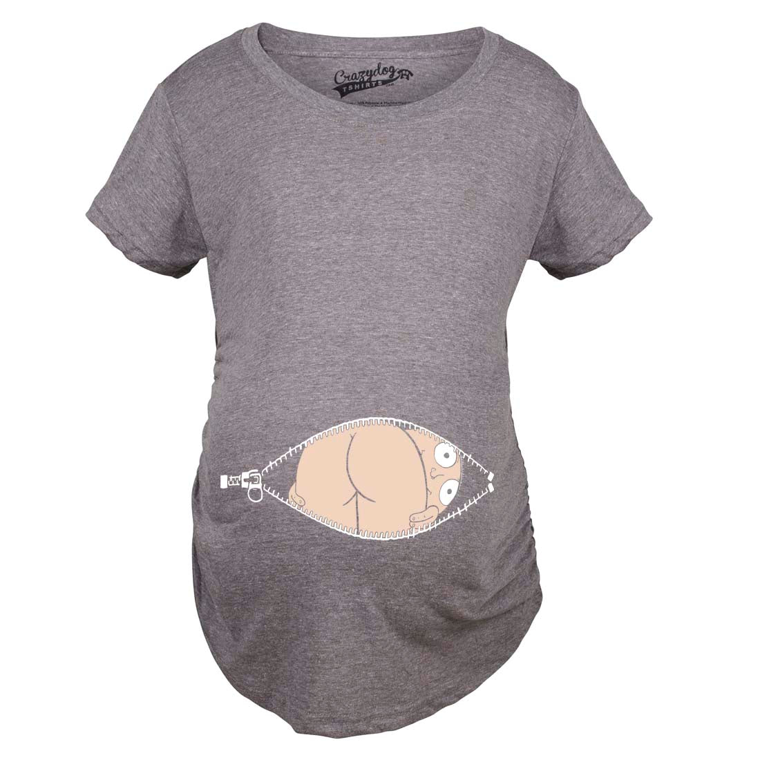 Funny Dark Heather Grey Baby Mooning Maternity T Shirt Nerdy Peeking Toilet Tee