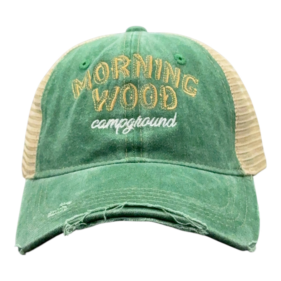Funny Trucker Green - Morning Wood Morning Wood Campground Nerdy camping Tee