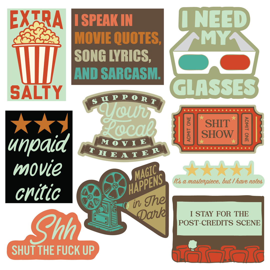 Funny Multi - Movies Movies Stickers Nerdy blank Tee