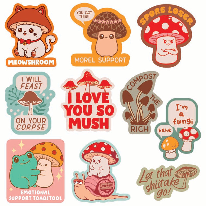 Funny Multi Mushroom Stickers Nerdy Tee