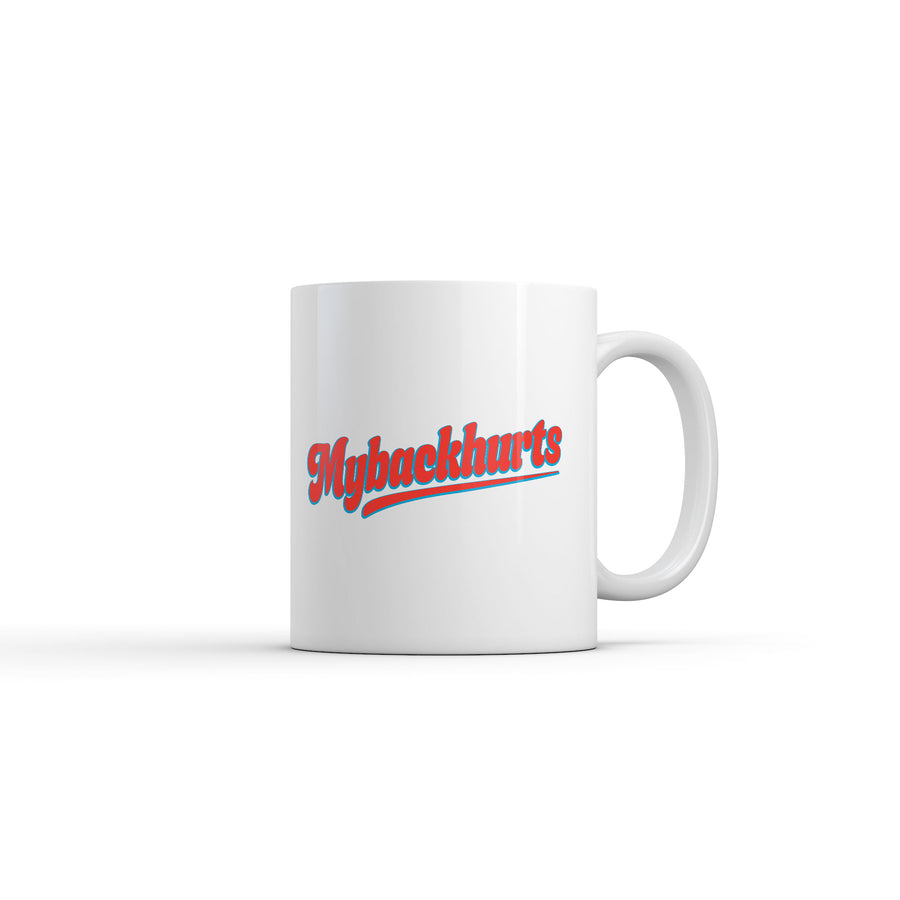 Funny White Mybackhurts Coffee Mug Nerdy Tee