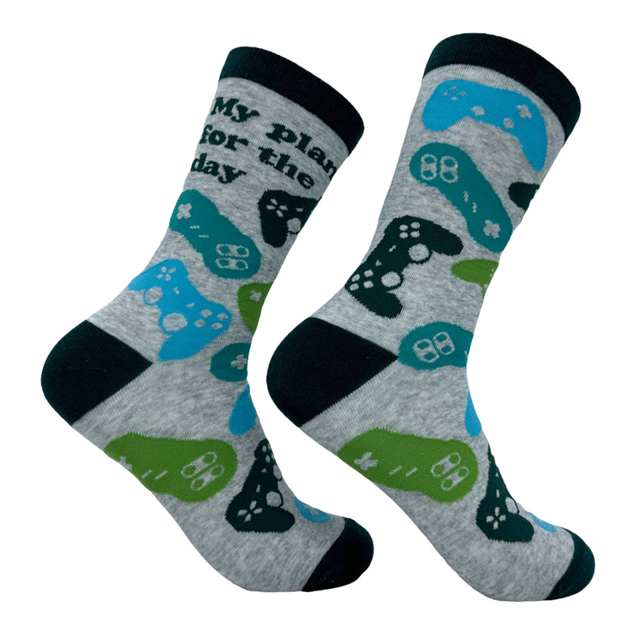 Funny Multi - PLAN Women's My Plan For The Day Sock Nerdy Video Games Tee