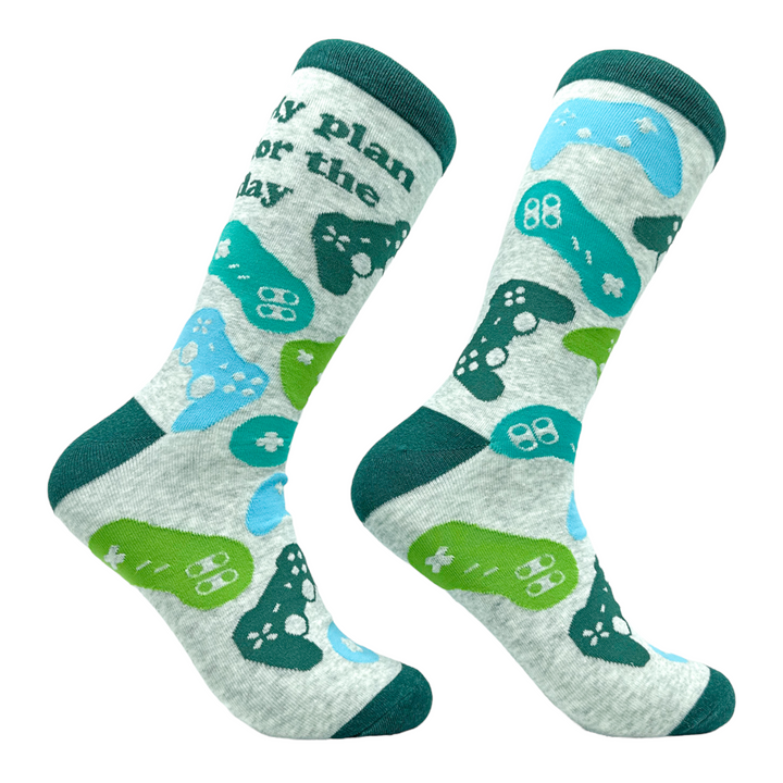 Funny Plan for the Day Men's My Plan For The Day Sock Nerdy Video Games Tee