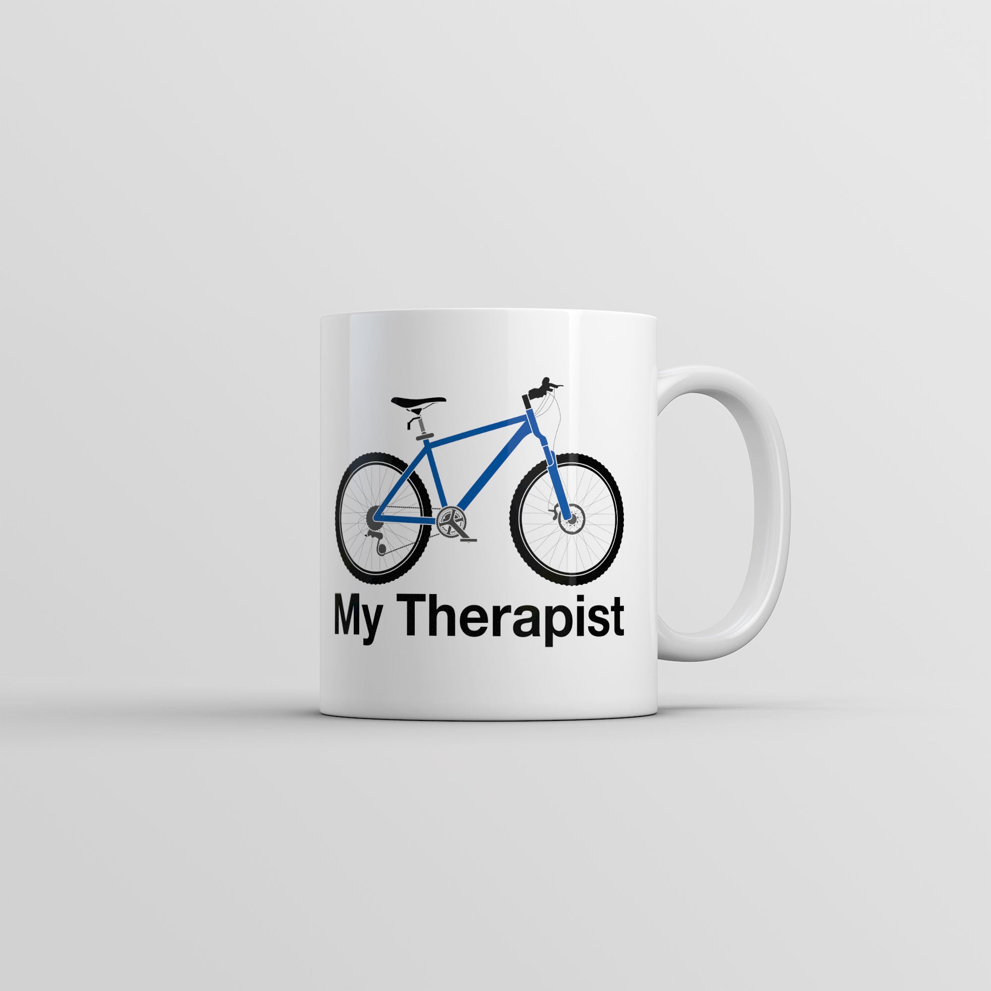 Funny White My Therapist Bicycle Coffee Mug Nerdy sarcastic Fitness Tee