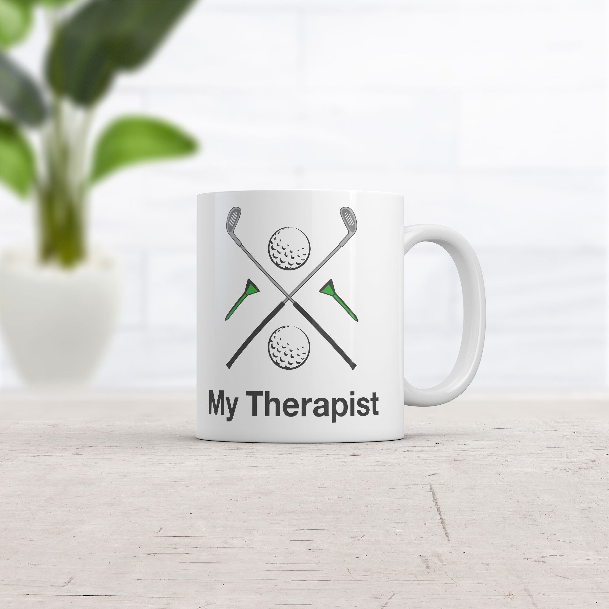 Funny White My Therapist Golfing Coffee Mug Nerdy Golf Tee