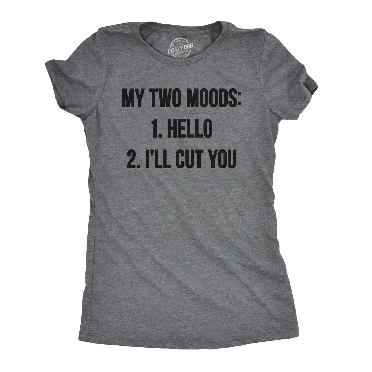 Funny Dark Heather Grey My Two Moods Womens T Shirt Nerdy Introvert Tee