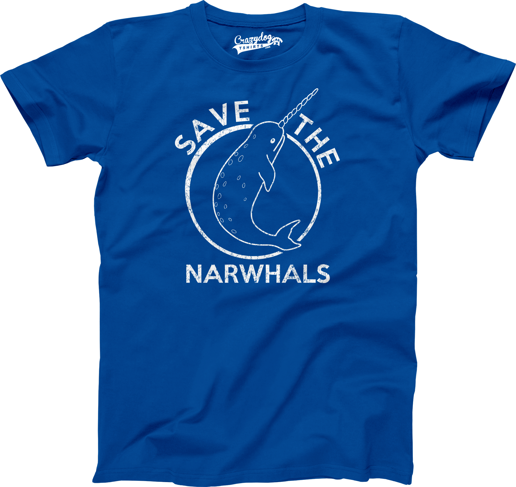 Funny Blue Save The Narwhals Mens T Shirt Nerdy earth Unicorn Animal Tee