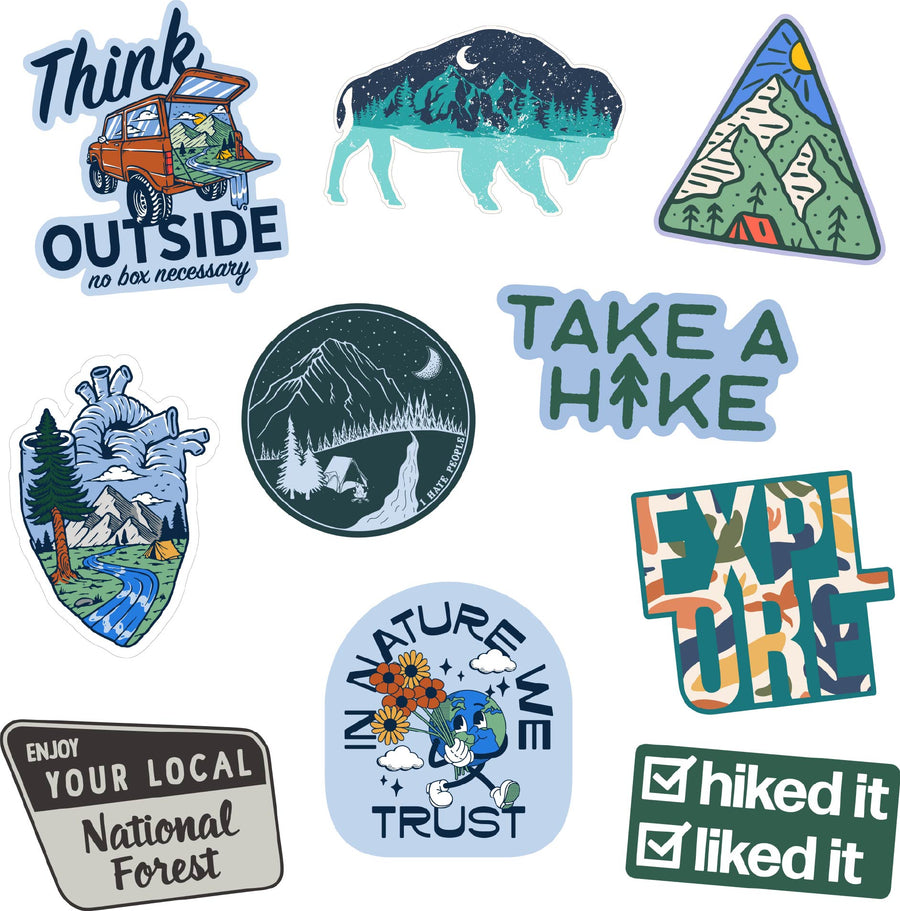 Funny Multi Nature Stickers Nerdy camping sarcastic Tee