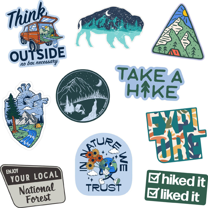 Funny Multi Nature Stickers Nerdy camping sarcastic Tee