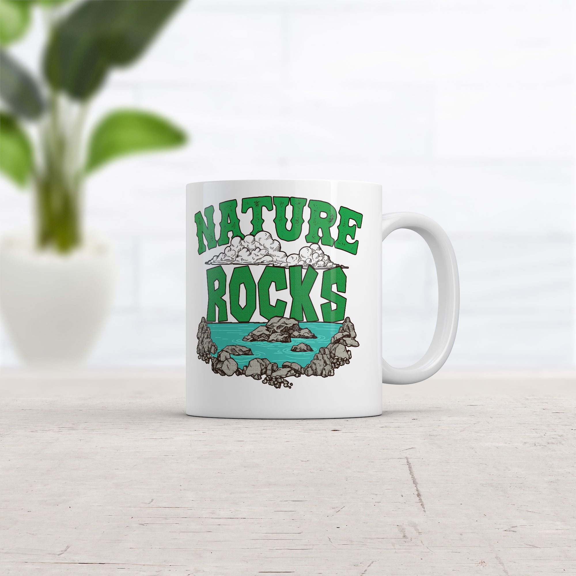 Funny White Nature Rocks Coffee Mug Nerdy camping Tee