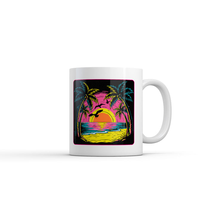 Funny White Neon Shore Coffee Mug Nerdy vacation Tee