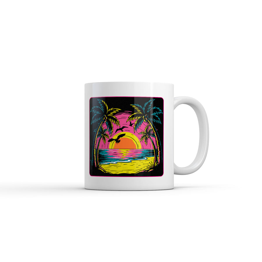 Funny White Neon Shore Coffee Mug Nerdy vacation Tee