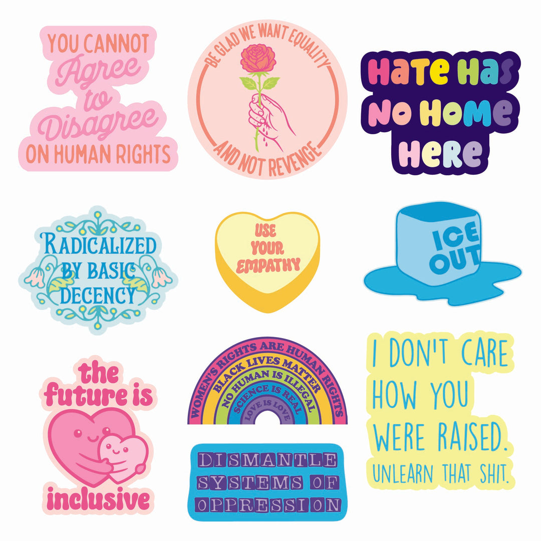Funny Multi - No Hate No Hate Stickers Nerdy motivational Tee