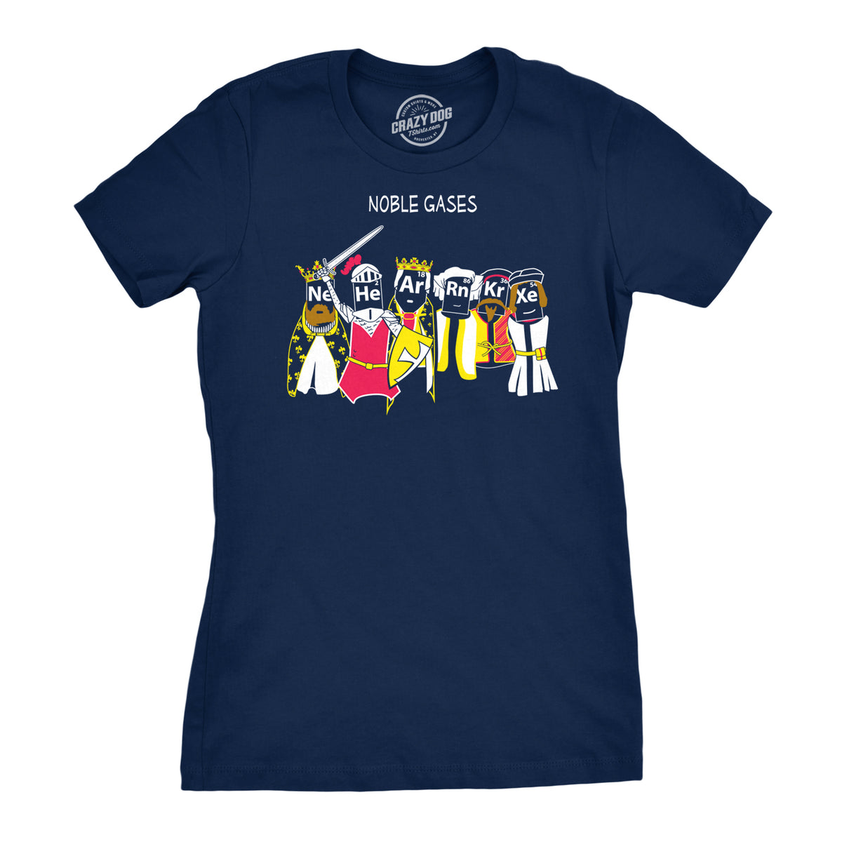 Funny Navy Noble Gases Womens T Shirt Nerdy Nerdy Science Tee