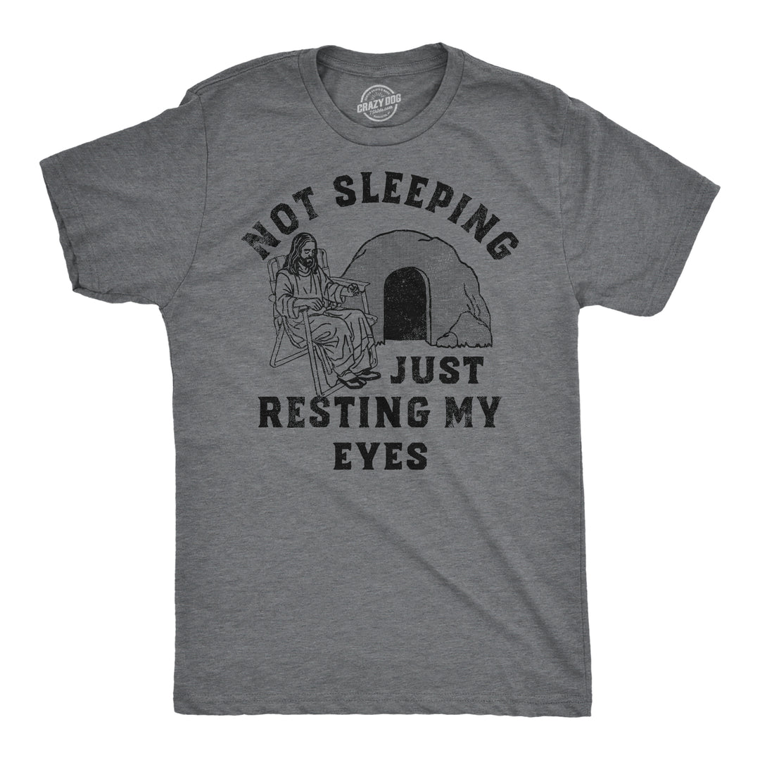 Funny Light Heather Grey - Resting Eyes Jesus Not Sleeping Just Resting My Eyes Mens T Shirt Nerdy Easter Sarcastic Tee