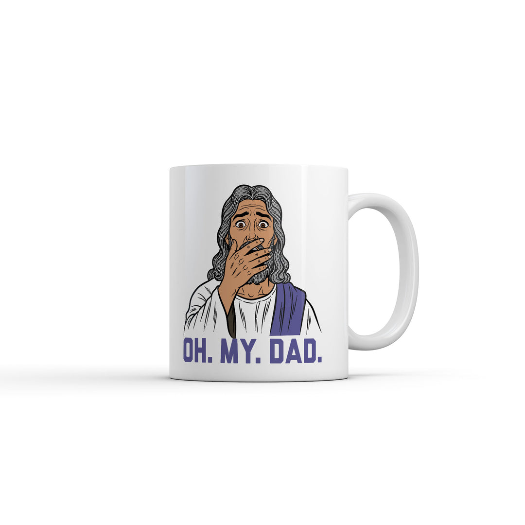 Funny White Oh My Dad Coffee Mug Nerdy Religion Tee