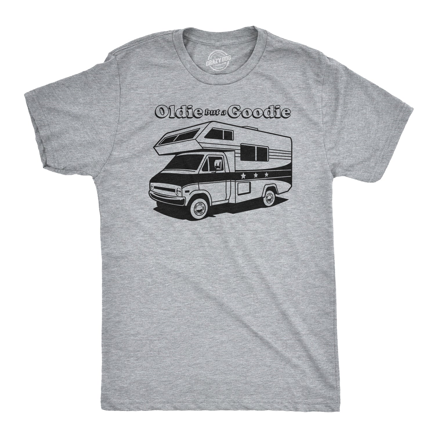 Funny Light Heather Grey Oldie But a Goodie Mens T Shirt Nerdy Camping Retro Tee