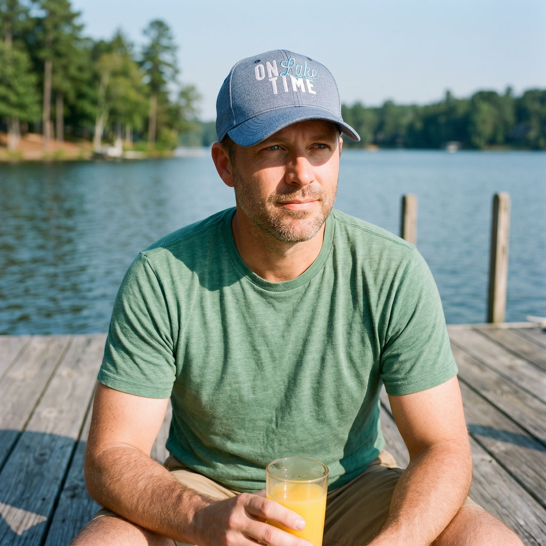 On Lake Time Hat Funny Summer Vacation Outdoors Cap