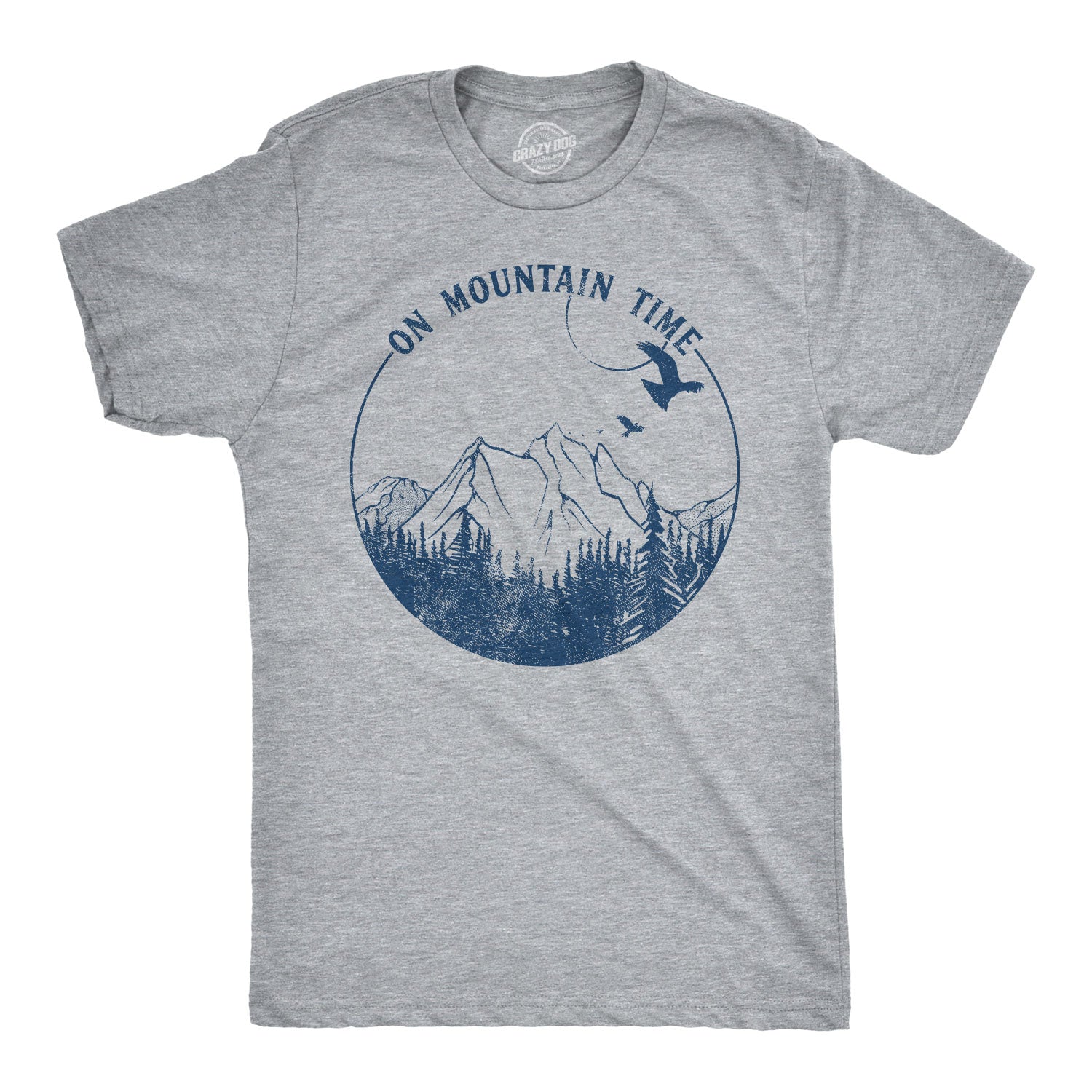 Funny Light Heather Grey - Mountain Time On Mountain Time Mens T Shirt Nerdy Camping Tee
