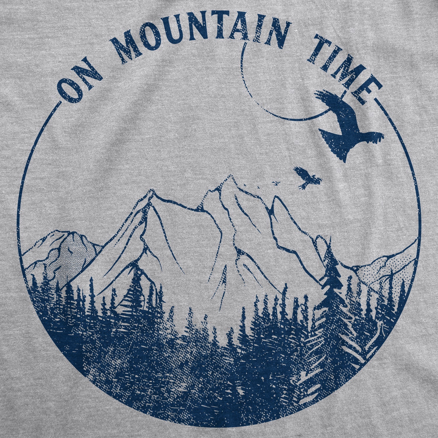 Funny Light Heather Grey - Mountain Time On Mountain Time Mens T Shirt Nerdy Camping Tee