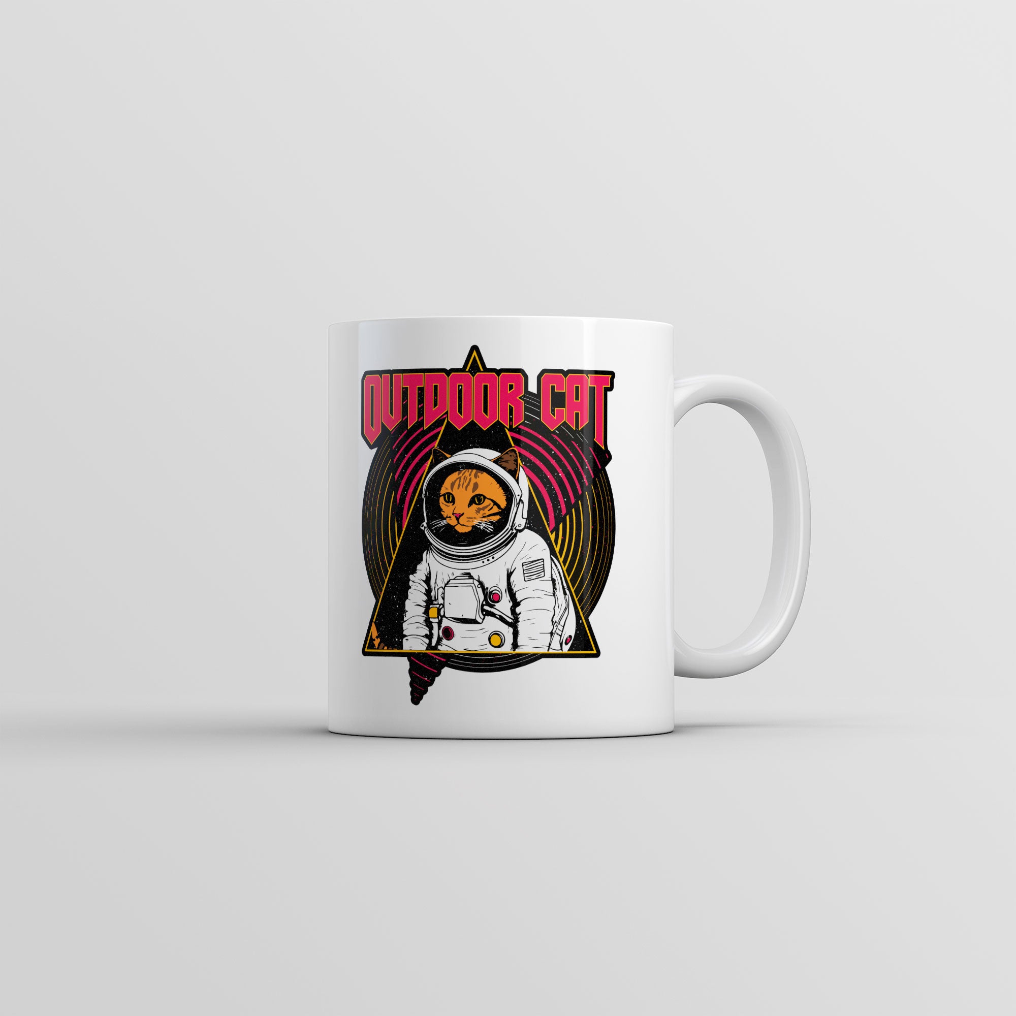 Funny White Outdoor Cat Space Coffee Mug Nerdy Cat space Tee
