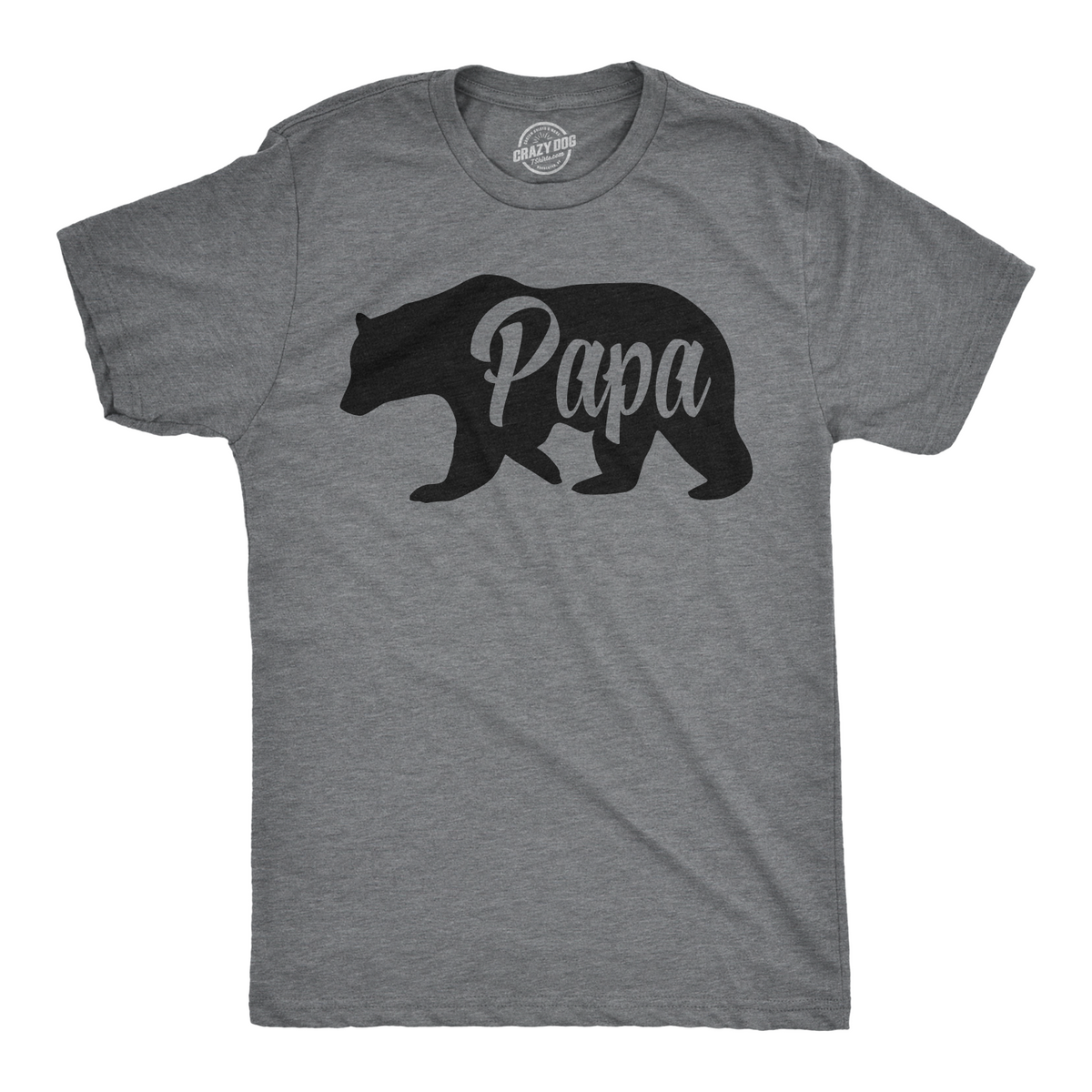 Funny Dark Heather Grey Papa Bear Mens T Shirt Nerdy Father&#39;s Day Animal Tee