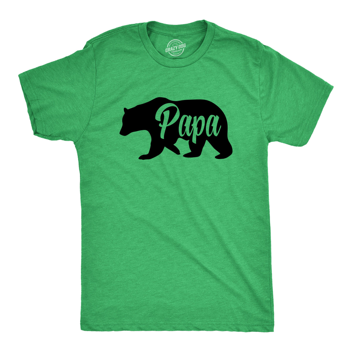 Funny Heather Green Papa Bear Mens T Shirt Nerdy Father&#39;s Day Animal Tee