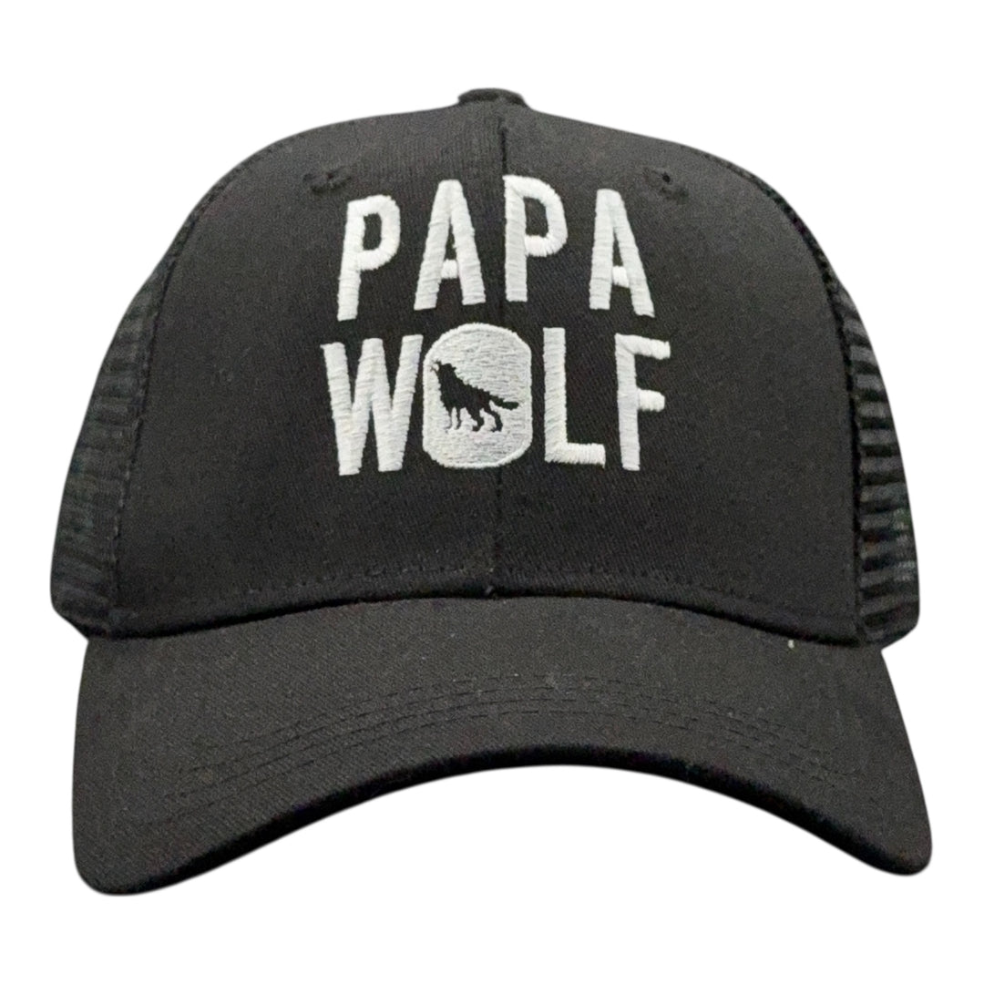 Funny Black - Papa Wolf Papa Wolf Nerdy Father's Day camping animal Tee