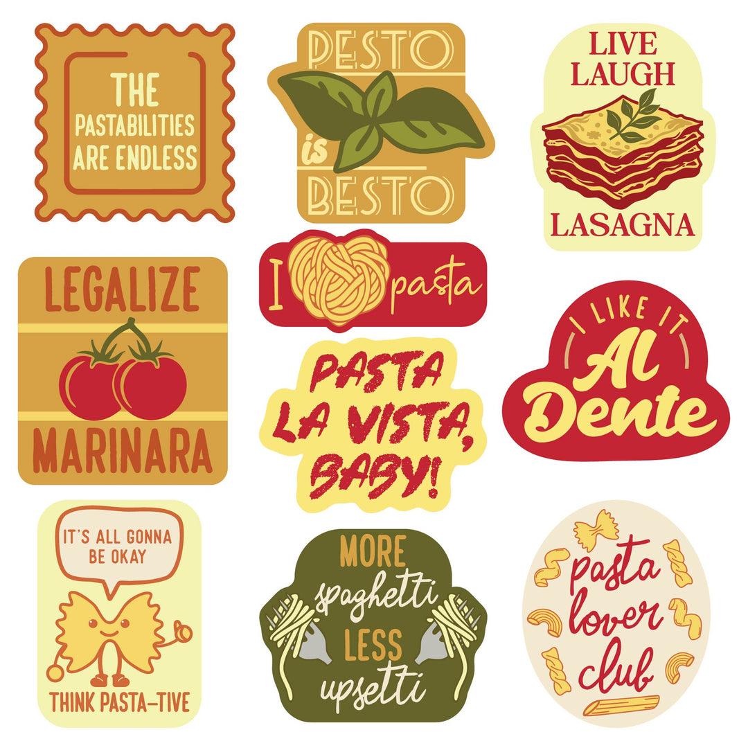 Funny Multi Pasta Stickers Nerdy food Tee