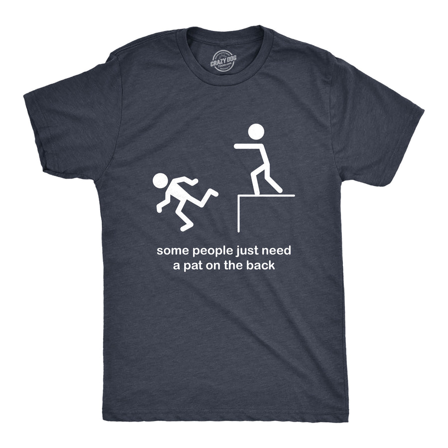 Funny Heather Navy - Back Pat Some People Need A Pat On The Back Mens T Shirt Nerdy Tee