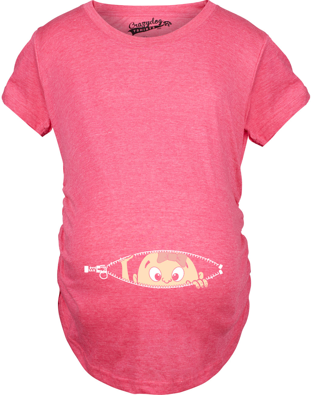 Funny Pink Peeking Caucasian Baby Girl Maternity T Shirt Nerdy Peeking Tee