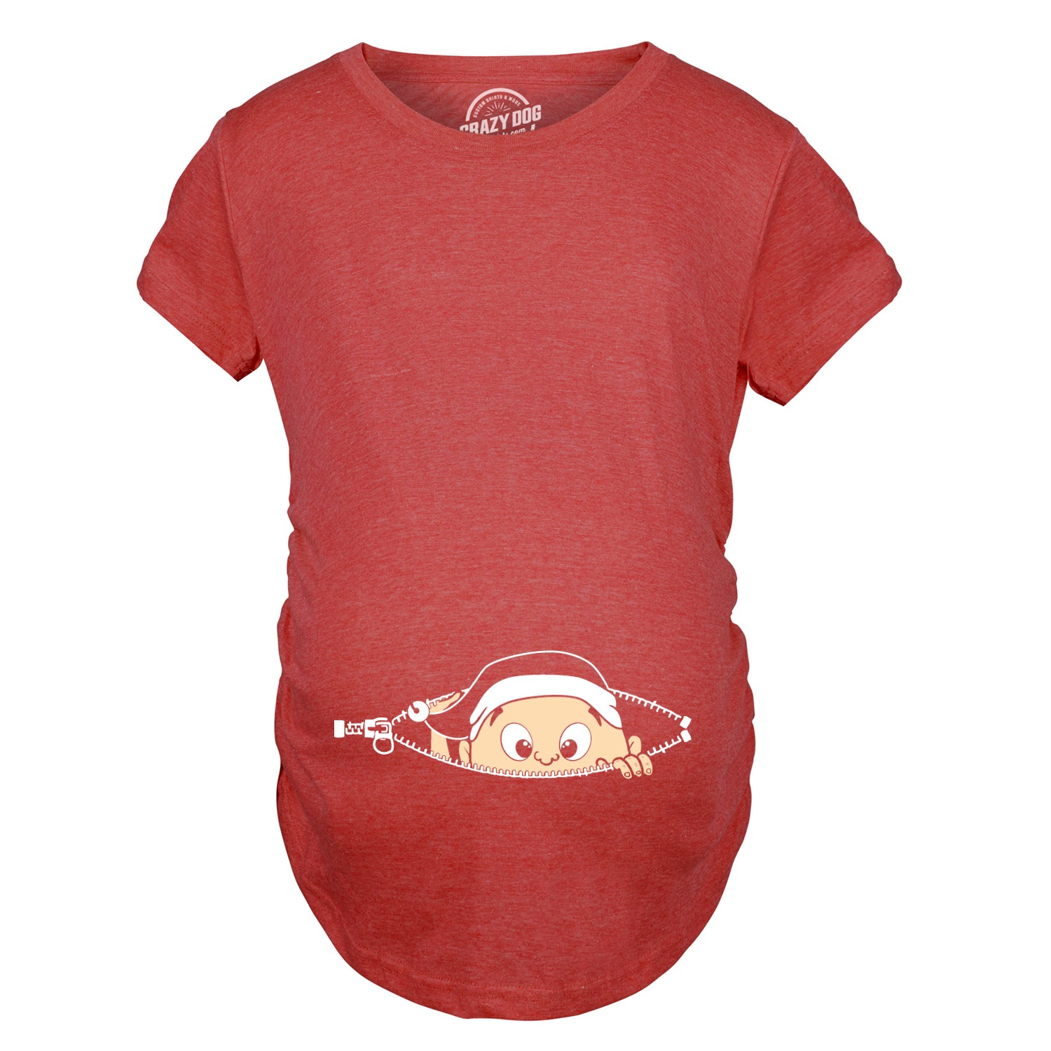 Funny Red Peeking Elf Maternity T Shirt Nerdy Christmas Peeking Tee