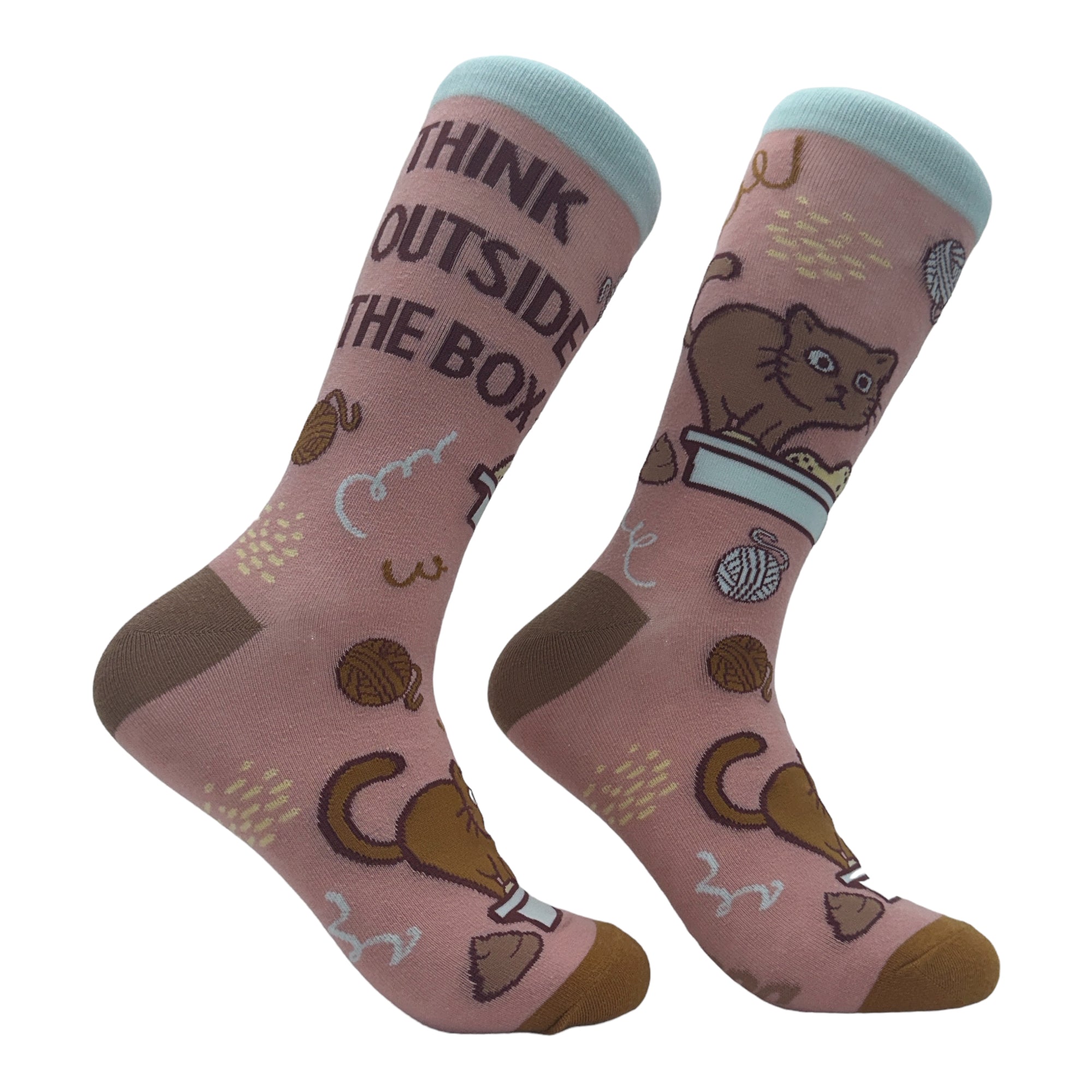 Funny Multi - Outside The Box Women's Think Outside The Box Sock Nerdy cat toilet Tee