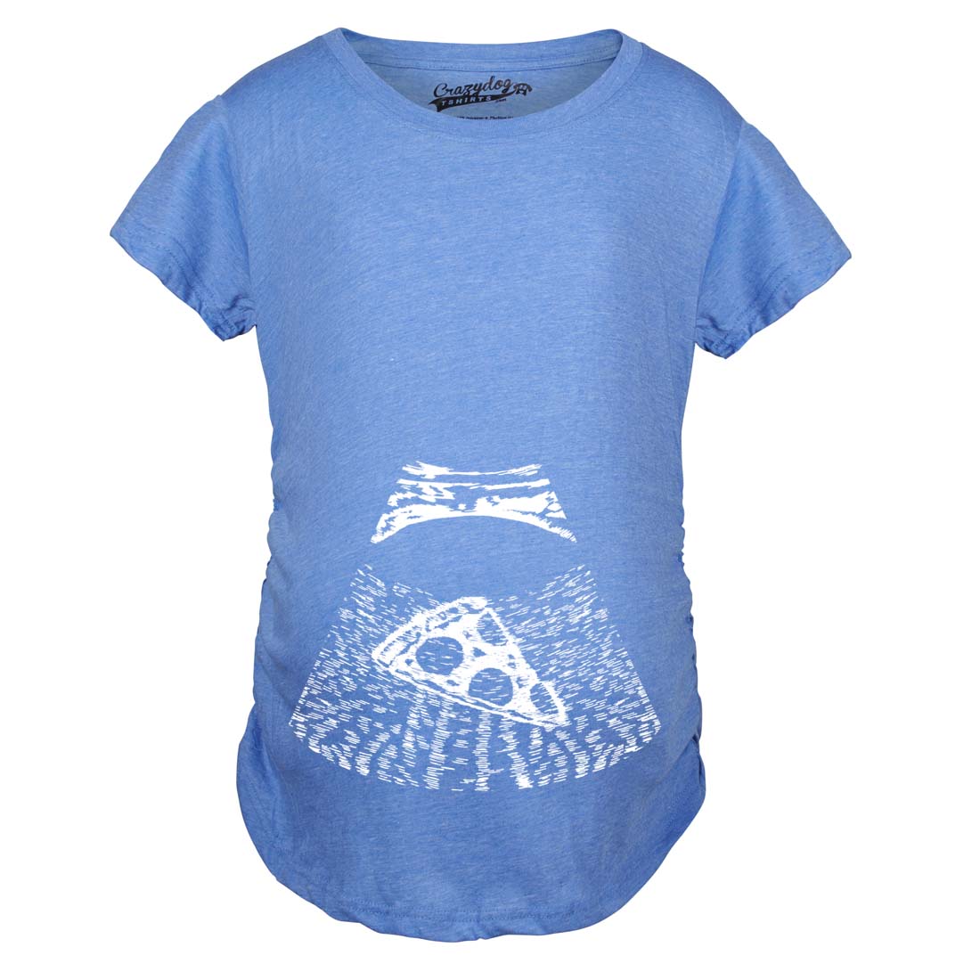 Funny Heather Light Blue Ultrasound Pizza Maternity T Shirt Nerdy Food Tee
