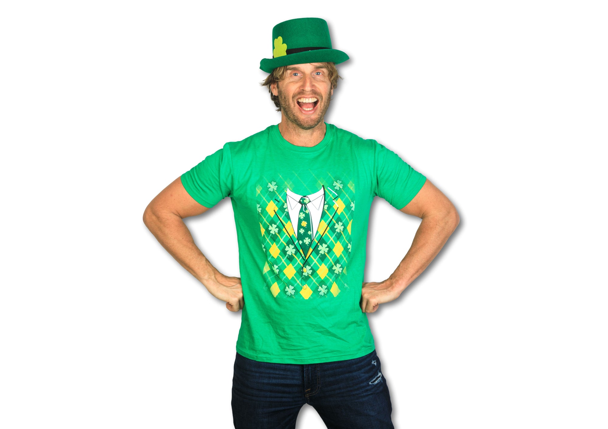 Funny Heather Green - Plaid Tuxedo Plaid Green Tuxedo Mens T Shirt Nerdy Saint Patrick's Day Tee