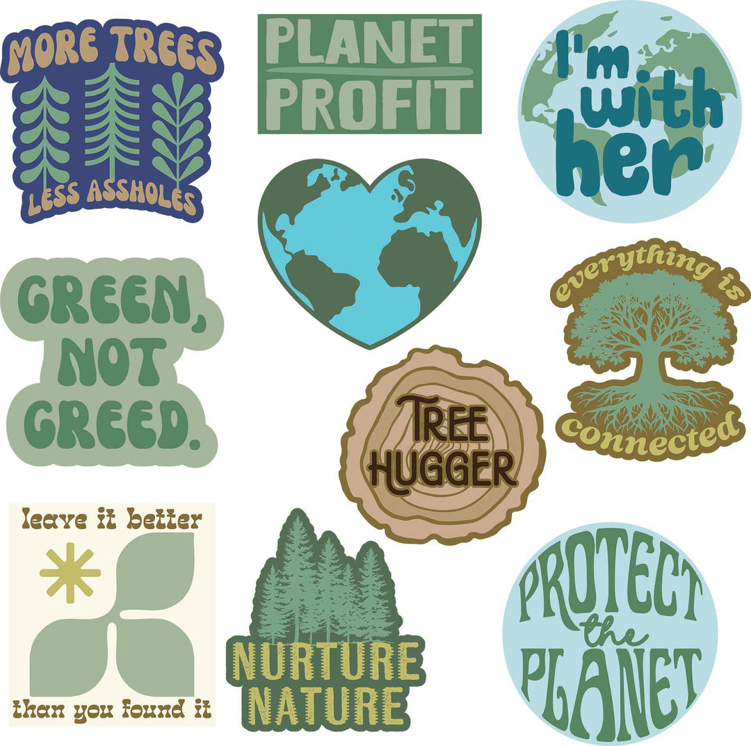 Funny Multi Planet Wellness Stickers Nerdy camping Tee