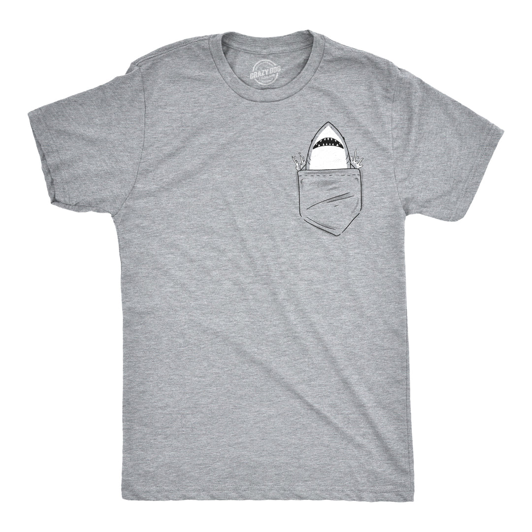 Funny Light Heather Grey - Pocket Shark Pocket Shark Mens T Shirt Nerdy Shark Week Tee
