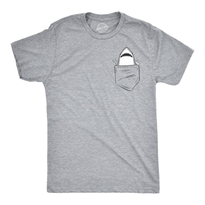 Funny Light Heather Grey - Pocket Shark Pocket Shark Mens T Shirt Nerdy Shark Week Tee