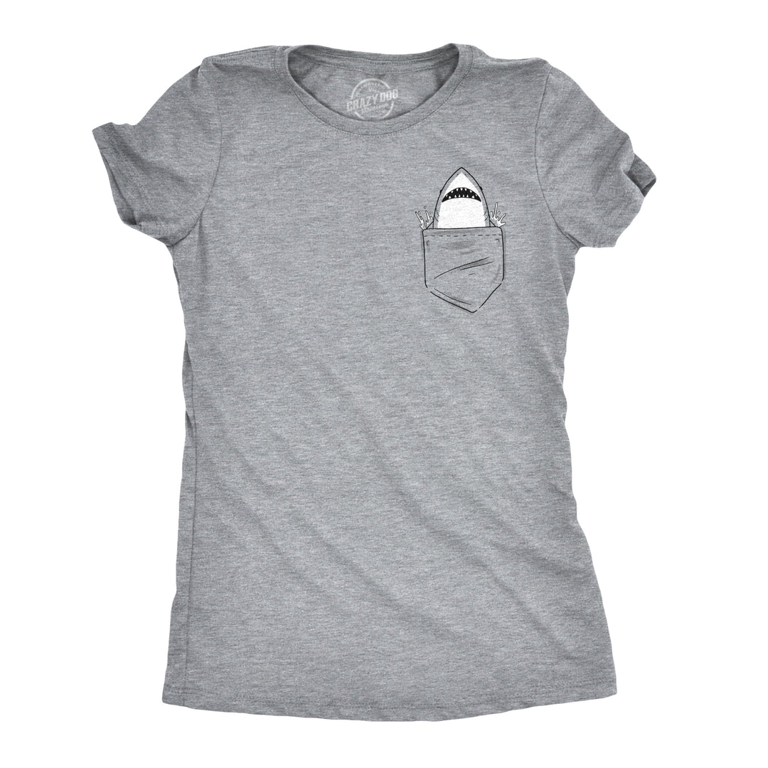 Funny Light Heather Grey - Pocket Shark Pocket Shark Womens T Shirt Nerdy Shark Week Tee