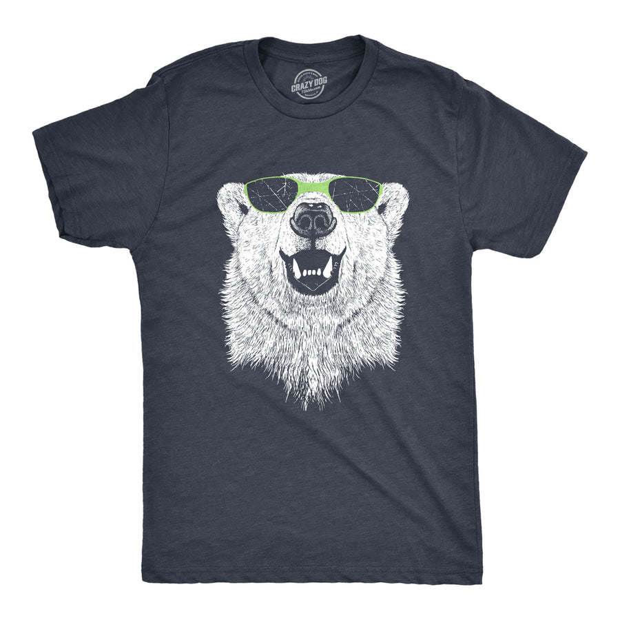 Funny Heather Navy - Polar Sunglasses Polar Bear Wearing Sunglasses Mens T Shirt Nerdy Animal Tee
