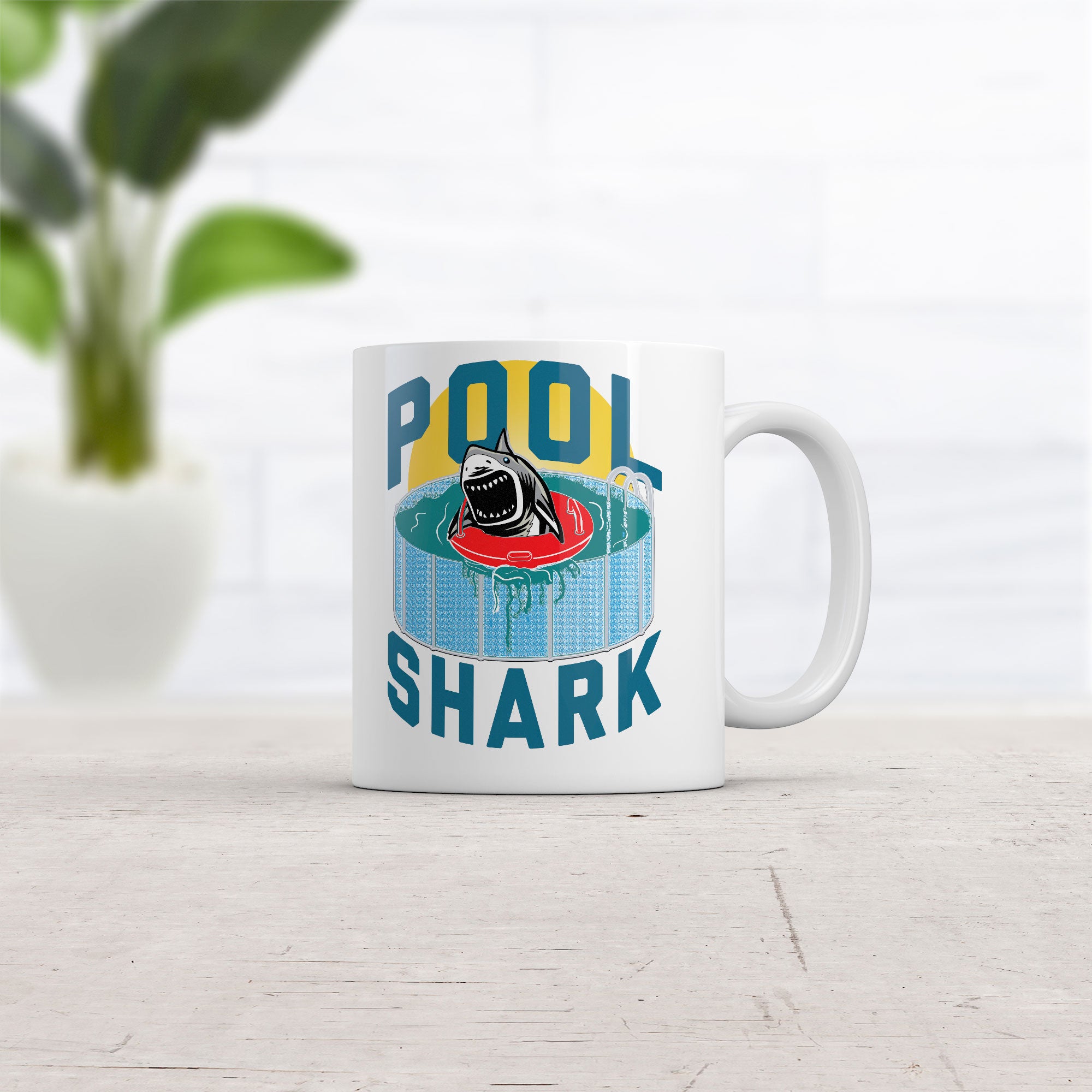 Funny White Pool Shark Coffee Mug Nerdy shark week sarcastic Tee
