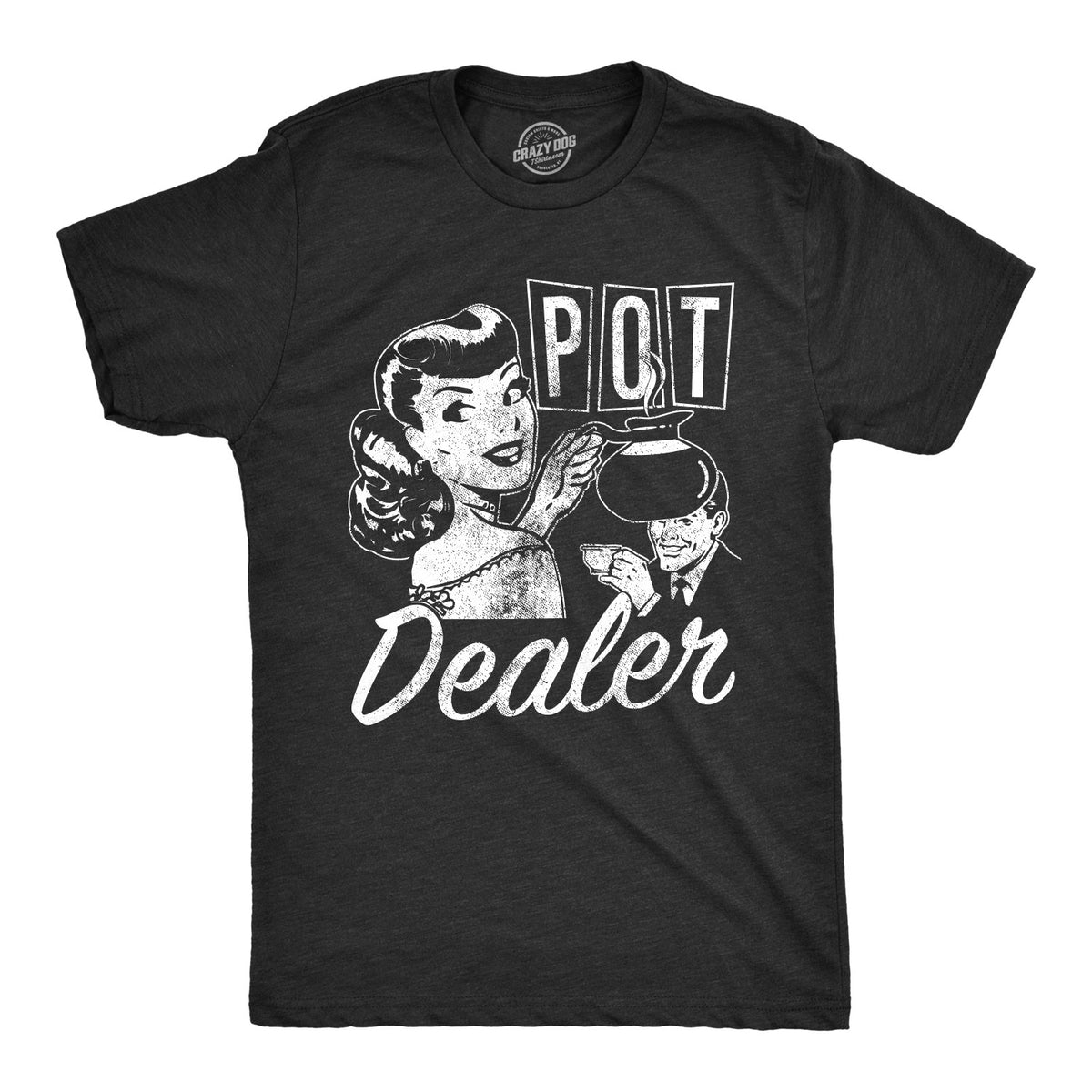 Funny Heather Black Pot Dealer Mens T Shirt Nerdy Coffee Tee