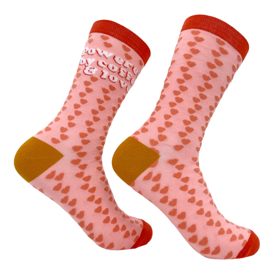 Funny Multi - POWERED Women's Powered By Coffee And Love Sock Nerdy Valentine's Day Coffee Tee