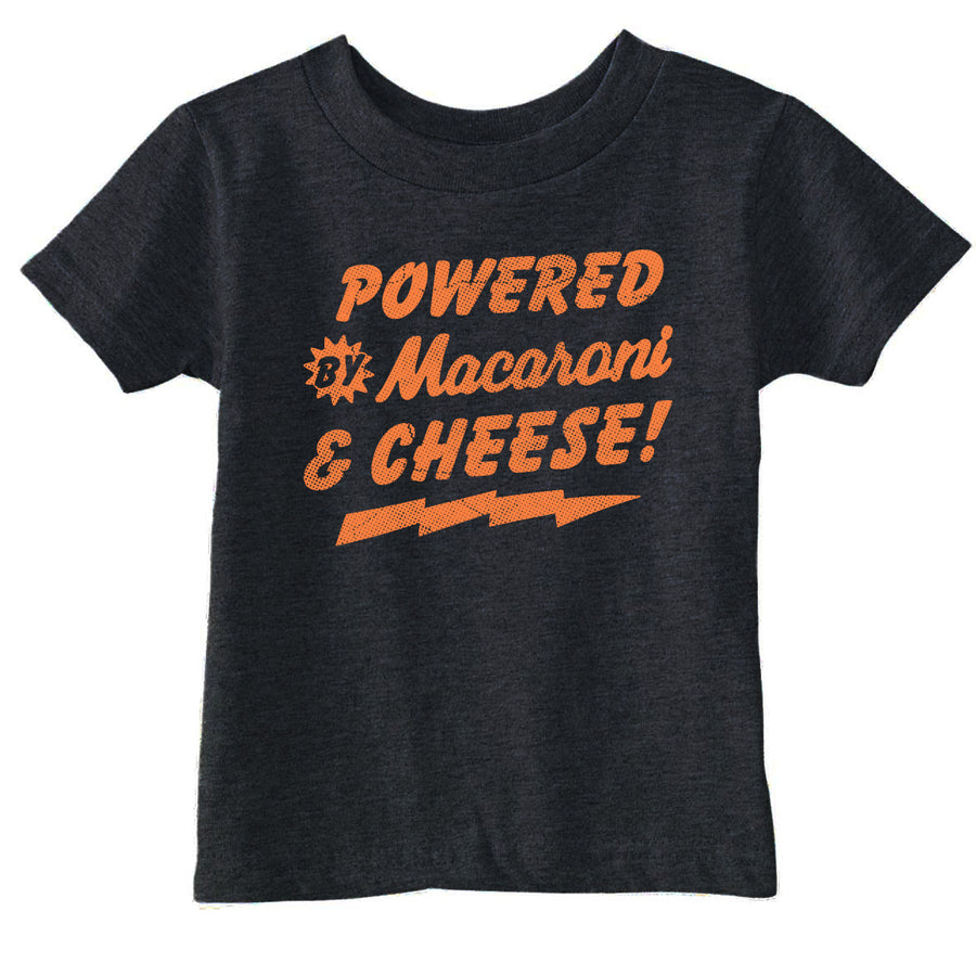 Funny Heather Black - Mac And Cheese Powered By Macaroni And Cheese Toddler T Shirt Nerdy food sarcastic Tee