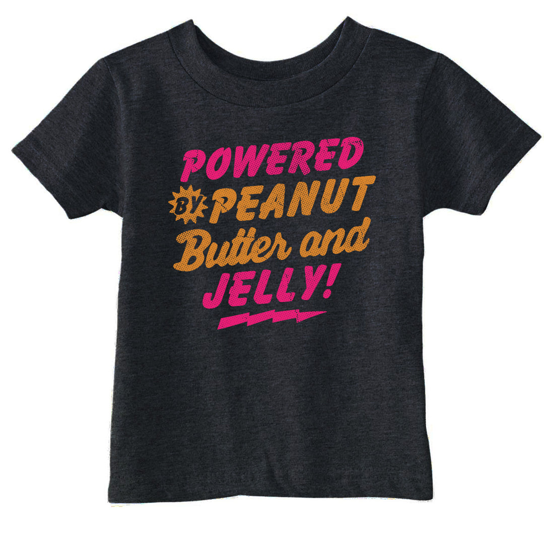 Funny Black - PB And J Powered By Peanut Butter And Jelly Toddler T Shirt Nerdy food Sarcastic Tee