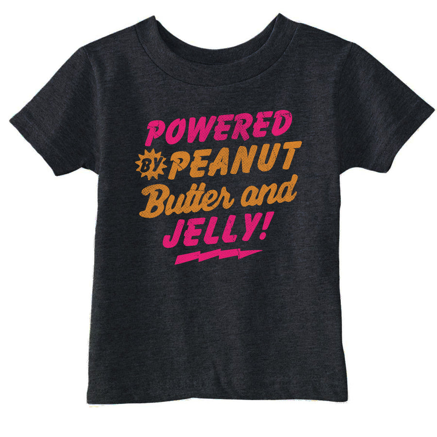 Funny Black - PB And J Powered By Peanut Butter And Jelly Toddler T Shirt Nerdy food Sarcastic Tee