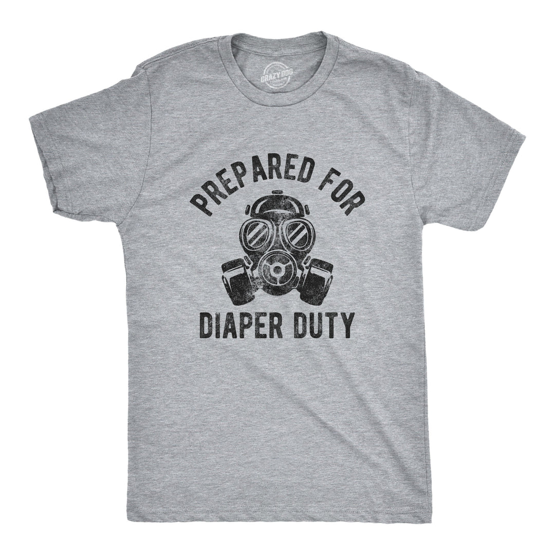 Funny Light Heather Grey Prepared For Diaper Duty Mens T Shirt Nerdy Father's Day Toilet Tee