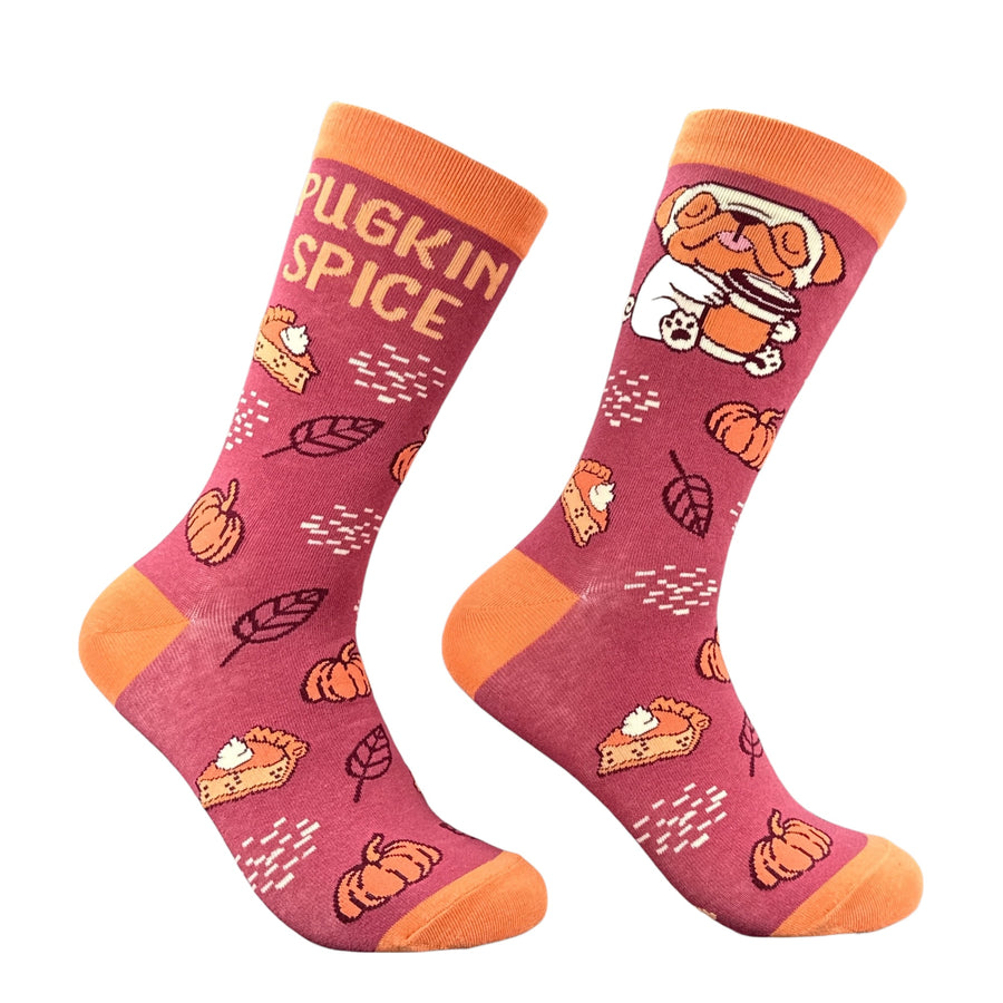 Funny Multi - Pugkin Spice Pugkin Spice Sock Nerdy Dog Coffee Tee