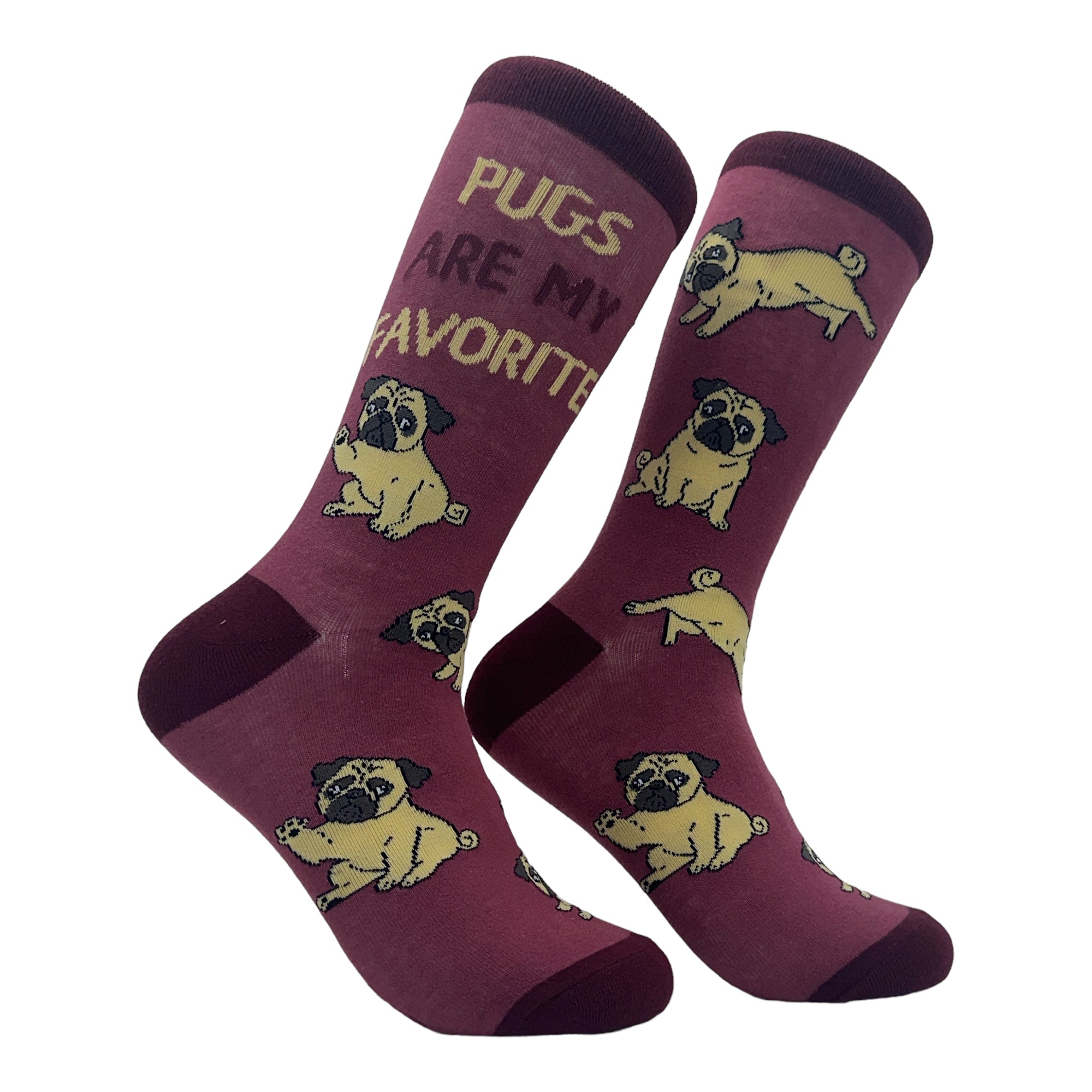 Funny Purple - Pugs Women's Pugs Are My Favorite Sock Nerdy Dog Tee
