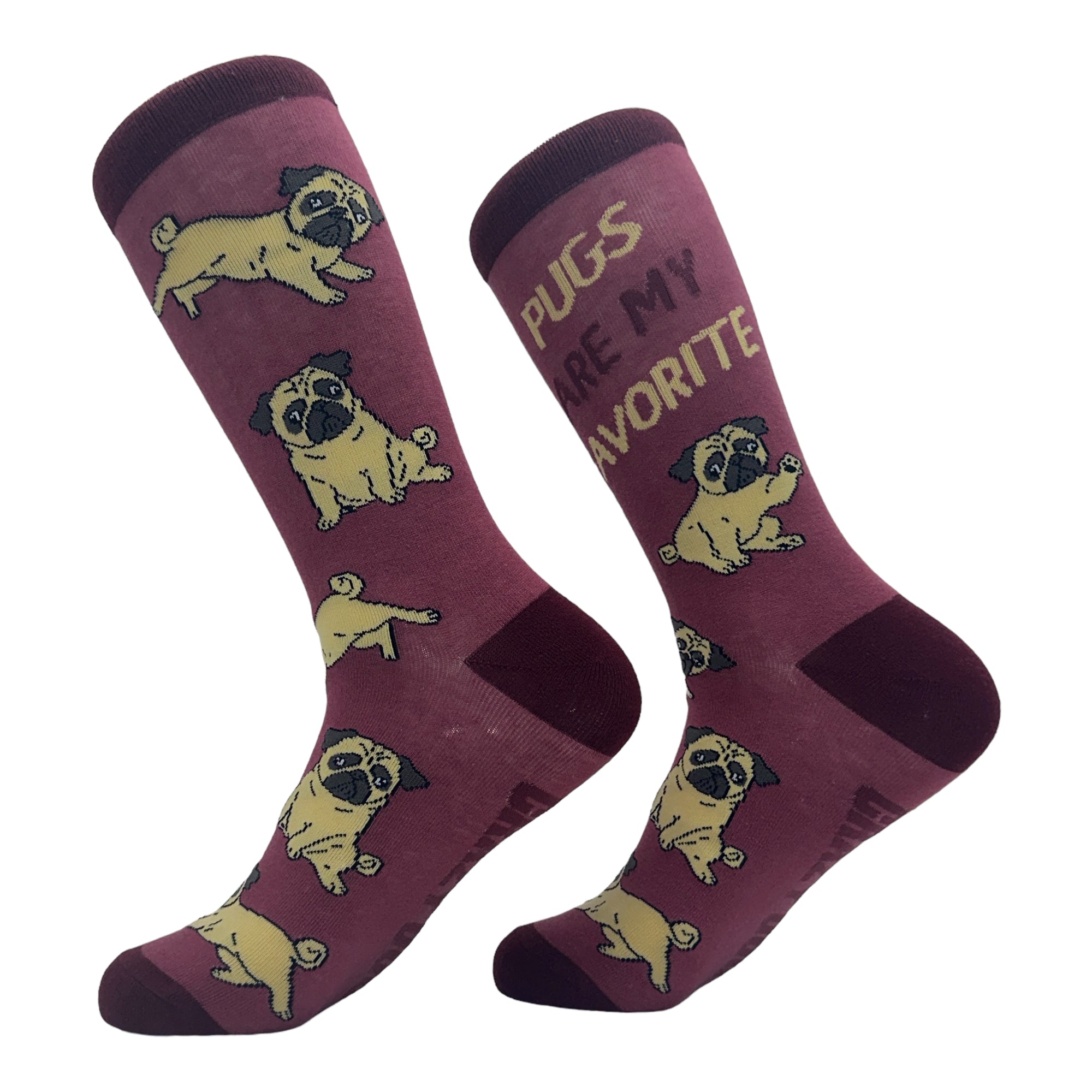 Funny Purple - Pugs Women's Pugs Are My Favorite Sock Nerdy Dog Tee